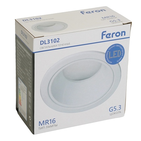 Светильник встраиваемый Feron DL3102 потолочный MR16 G5.3 белый - фото