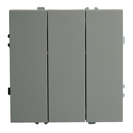 Выключатель 3-клавишный (механизм), STEKKER, 250В, 10А, серия Эмили, RSW10-5108-10, платиново-серый, soft touch - фото