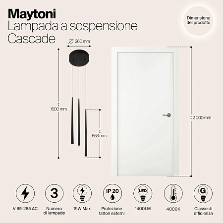 Подвесной светильник Maytoni Cascade MOD132PL-L28BK1 - фото