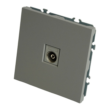 Розетка телевизионная 1-местная (механизм), STEKKER, 75 Ом, 5-862МГц, серия Эмили, RST00-5108-10, платиново-серый, soft touch - фото