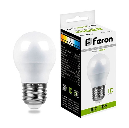 Лампа светодиодная Feron LB-550 Шарик E27 9W 175-265V 4000K - фото