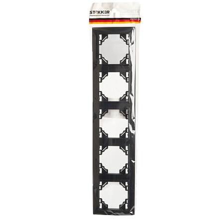 Рамка 5-местная горизонтальная STEKKER, PPFR00-9005-03, серия Эрна, черный - фото