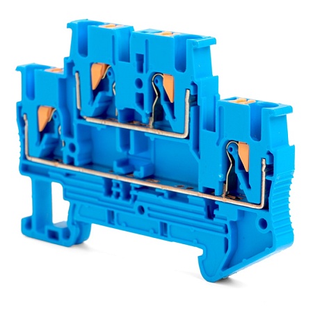 Зажим пружинный, 4-проводной проходной 2 уровня ЗНИ - 2,5 ,JXB PT 2,5 , синий LD575-2-25 - фото
