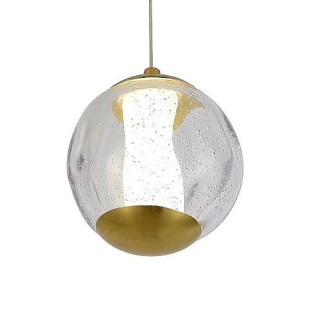 SL6520.303.01 Светильник подвесной ST-Luce латунь/прозрачный с пузырьками воздуха LED 1*5W 4000K HELMI - фото