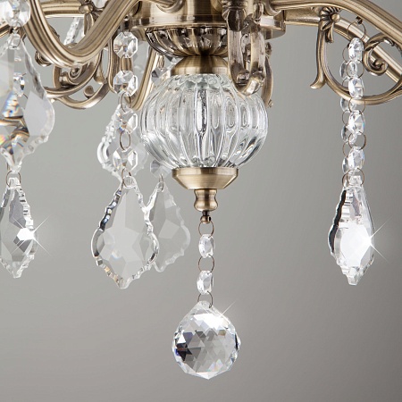 Подвесной светильник Eurosvet 3281/5 античная бронза / прозрачный хрусталь - фото