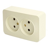 Розетка 2-местная б/з открытой установки, STEKKER, 250В, 10А, IP20, серия София, слоновая кость, MST10-12-04