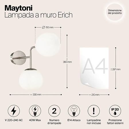 Настенный светильник (бра) Maytoni Erich MOD221-WL-02-N - фото