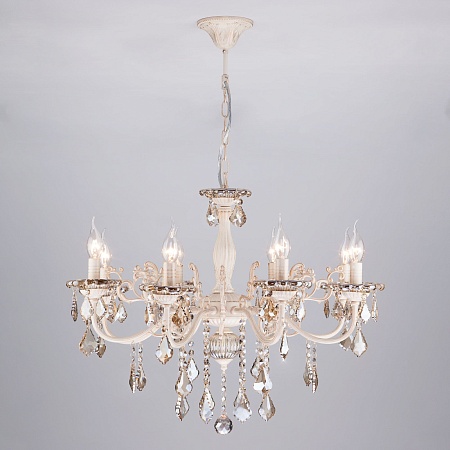 Подвесной светильник Eurosvet 3281/8 белый с золотом / тонированный хрусталь - фото