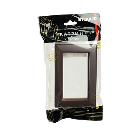 Рамка  2-местная (без перемычки),  пластик, STEKKER, PFR00-7012-04, серия Катрин, шоколад - фото