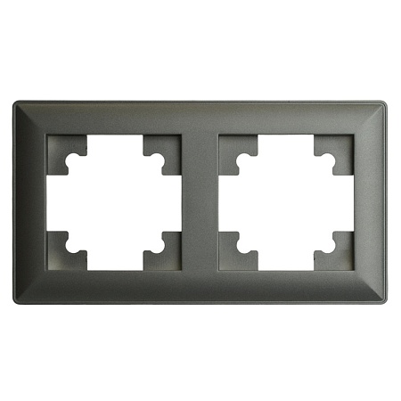 Рамка STEKKER, PFR00-7002-06 2-местная, пластик, серия Катрин, графит - фото