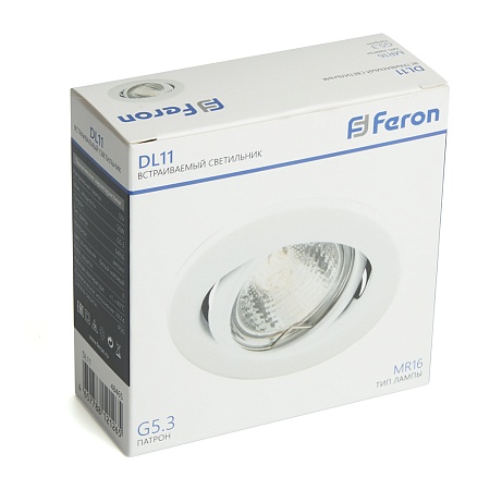 Светильник потолочный встраиваемый Feron DL11 MR16 50W G5.3 белый матовый - фото