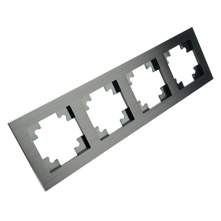 Рамка 4-местная, металл, STEKKER MFR00-7004-05, серия Катрин, черный - фото