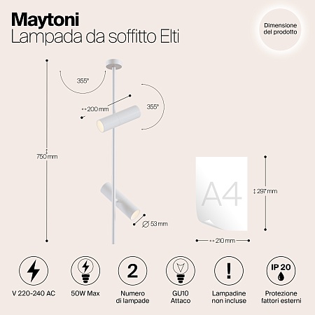 Потолочный светильник Technical Elti C021CL-02W - фото