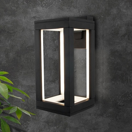 Уличный настенный светодиодный светильник Frame LED IP54 1527 TECHNO LED черный - фото
