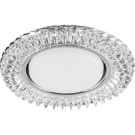 Светильник встраиваемый с белой LED подсветкой Feron CD4035 потолочный GX53 без лампы, прозрачный, хром - фото