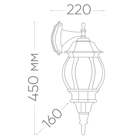 Светильник садово-парковый Feron 8102/PL8102 восьмигранный на стену вниз 100W E27 230V, черный - фото