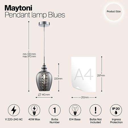 Подвесной светильник Maytoni Blues MOD033-PL-01-N - фото