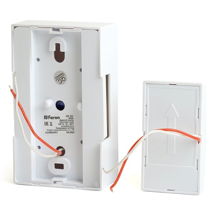 Звонок с кнопкой проводной Feron DB-102 электромеханический белый 230V 119х70х37мм - фото