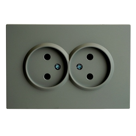 Розетка 2-местная с защитной шторкой, STEKKER, б/з, 250В, 16А, серия Эмили, RST16-5116-10 , платиново-серый, soft touch - фото