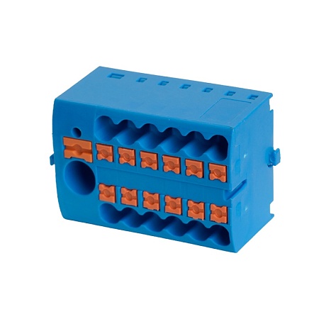 Зажим блочный (групп) для распред.тока нагрузки push-in на 12 точек, сеч 2,5 мм2, 690V,41А, 1точка интегр. питание,синий LD580 PTFIX 6-12/25 - фото