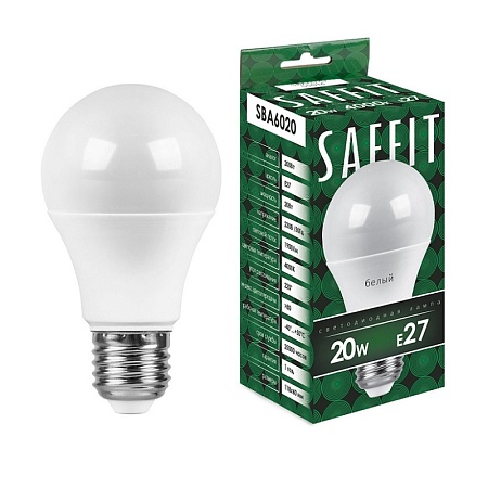 Лампа светодиодная SAFFIT SBA6020 Шар E27 20W 230V 4000K - фото
