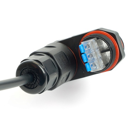 Соединитель-коннектор LD542  3-контактный на 4 выхода, с СМК221 пружинным контактом IP68, черный - фото