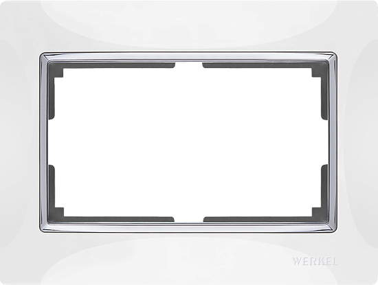 Рамка из пластика для двойной розетки Snabb белый/хром WL03-Frame-01-DBL-white - фото