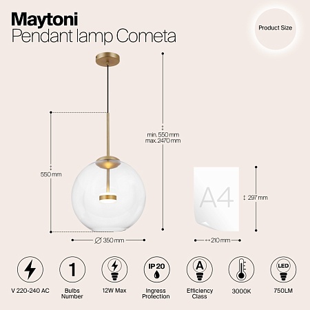 Подвесной светильник Maytoni Cometa MOD056PL-L12G3K - фото