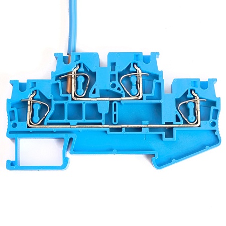 Зажим пружинный, 4-проводной проходной 2 уровня ЗНИ - 4.0 (JXB ST 4), синий STEKKER - фото