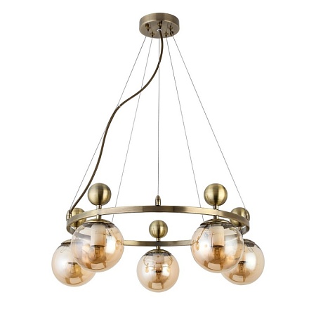 Светильник подвесной Бронзовый/Прозрачный, Янтарный E27 5*60W SLE106303-05 - фото