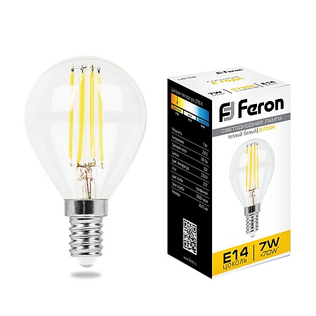 Лампа светодиодная Feron LB-52 Шарик E14 7W 230V 2700K - фото