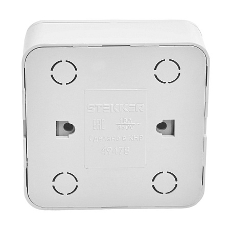 Выключатель открытой установки 2-клавишный с индикатором, STEKKER, 250В, 10А, IP20, серия София, серебро, MSW10-21-03 - фото