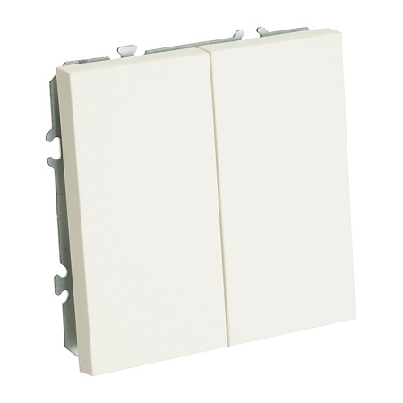 Выключатель 2-клавишный (механизм), STEKKER, 250В, 10А, серия Эмили,RSW10-5104-01, белый фарфор, soft touch - фото