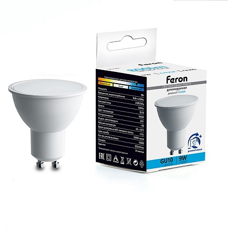 Лампа светодиодная диммируемая Feron LB-561 MR16 GU10 9W 230V 6400K - фото