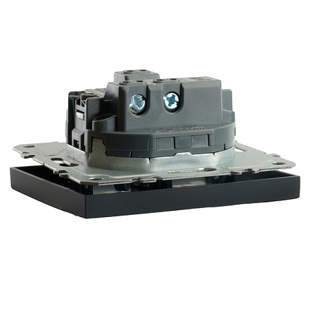 Переключатель 1-клавишный (механизм), STEKKER, 250В, 10A, серия Эмили, RSW10-5105-05, черный уголь, soft touch - фото