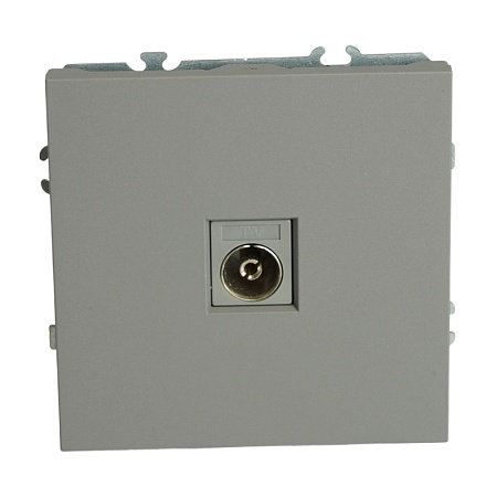 Розетка телевизионная 1-местная (механизм), STEKKER, 75 Ом, 5-862МГц, серия Эмили, RST00-5108-10, платиново-серый, soft touch - фото