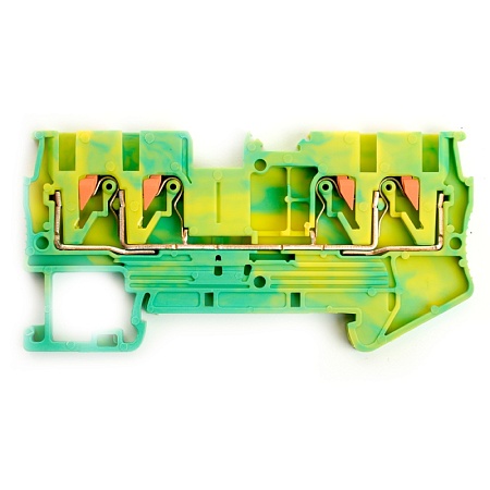 Зажим пружинный, 4-проводной проходной ЗНИ - 2,5 ,JXB PT 2,5 , желтый,зеленый LD574-1-25 - фото