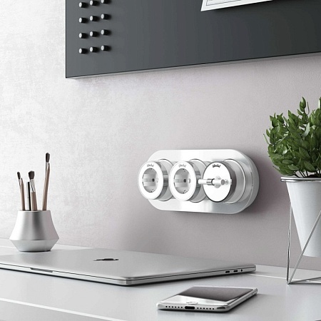 Выключатель на 4 положения двухклавишный Vintage белый матовый/хром W5822050 - фото