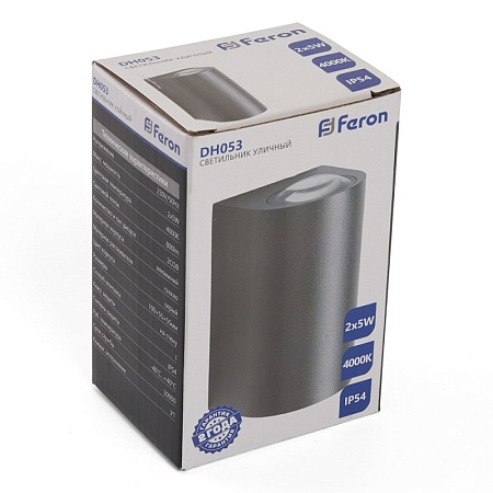 Светильник уличный светодиодный Feron DH053, 2*5W, 800Lm, 4000K, серый - фото