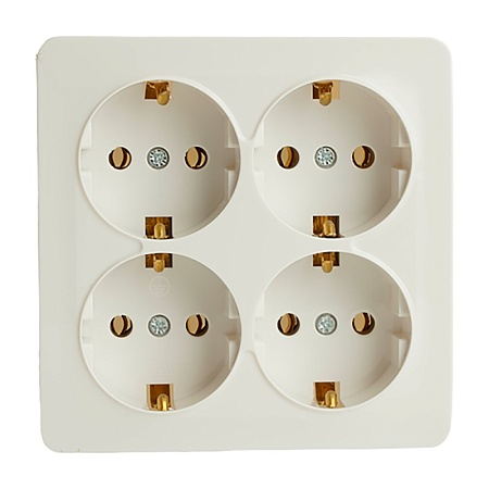 Розетка 4-местная с/з открытой установки, квадрат, STEKKER, 250В, 16А, IP20, серия София, белый, MST16-14S-01 - фото