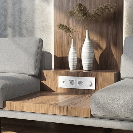 Рамка на 4 поста Senso (белый, стекло soft-touch) W0043101 - фото