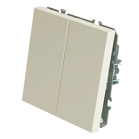 Выключатель 2-клавишный (механизм), STEKKER, 250В, 10А, серия Эмили,RSW10-5104-01, белый фарфор, soft touch - фото