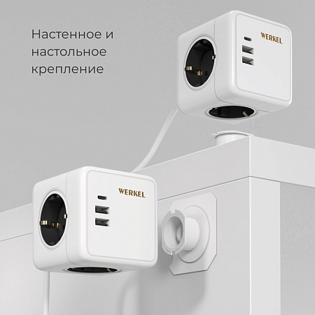 Розеточный блок 3-местный + 3 USB + беспроводная зарядка W6513501 - фото
