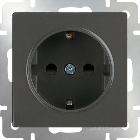 Розетка с заземлением и шторками серо-коричневый WL07-SKGS-01-IP44 - фото