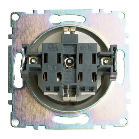 Розетка 1-местная с защитной шторкой с/з (механизм), 250В, 16А, серия Катрин, графит, GLS16-7110-06 - фото