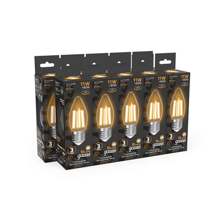 Светодиодная лампа Gauss Свеча 11W 810Lm 2700K E27 103802111 - фото
