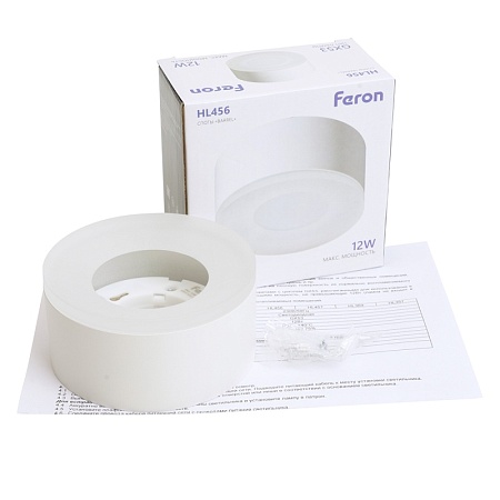 Светильник потолочный Feron HL456 12W, 230V, GX53, белый - фото