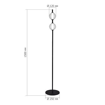 Светильник напольный ST-Luce Черный/Прозрачное кракелированное стекло LED 2*8,5W 3000K SL6120.405.01 - фото