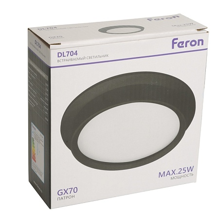 Светильник встраиваемый Feron DL704 потолочный GX70 черный круг IP44 - фото