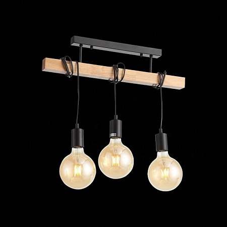 Светильник подвесной Черный, Светлое дерево E27 3*60W SL1142.403.03 - фото